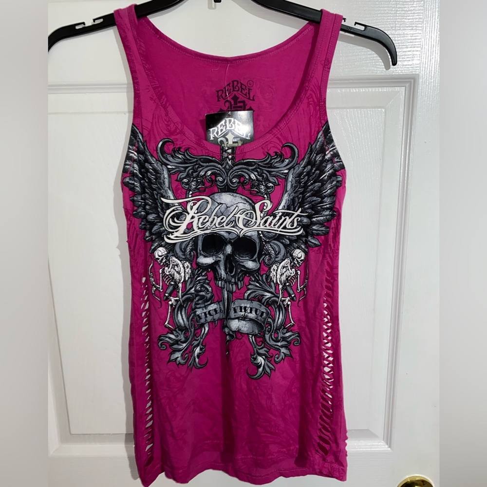 Rebel Saint by Affliction Women's T-shirt Grace Biker Tattoo